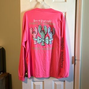 Women’s pink Simply Southern long sleeve t shirt.